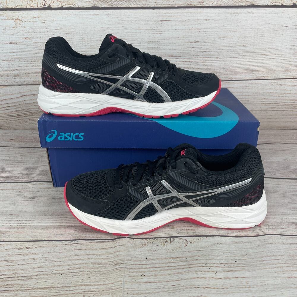 ASICS Gel-Contend 3 Womens Sz 6 Running Shoes Black Pink - Picture 2 of 10